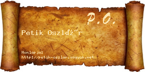 Petik Oszlár névjegykártya